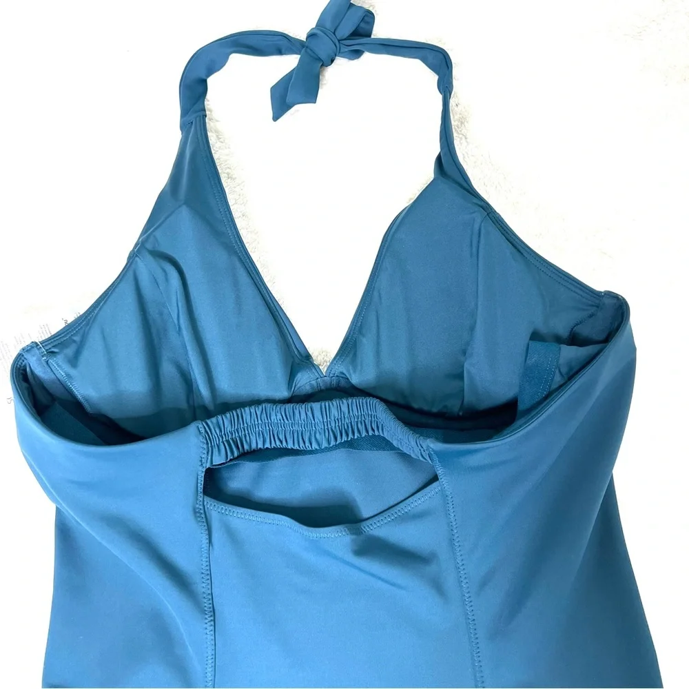 Athleta Sculpted Halter Tankini Oceanic Teal Size 40B/C